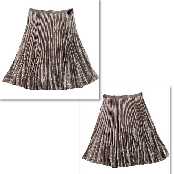 Vince Camuto Pleated Midi Skirt Tan Brown Cafe White Small XXL Floral Workwear - Picture 10 of 10
